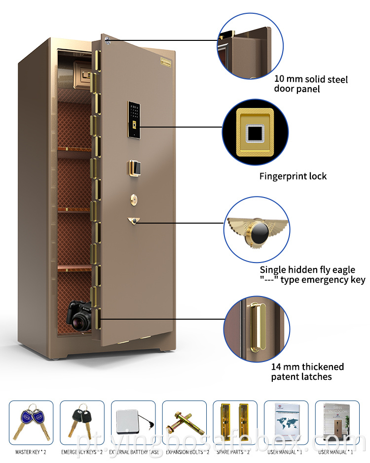 solid steel fingerprint lock intelligent double alarm safe box